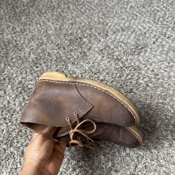 Womens Clarks Desert Brown Leather Beeswax Casual Chukka Boots Size 7 - Picture 4 of 10